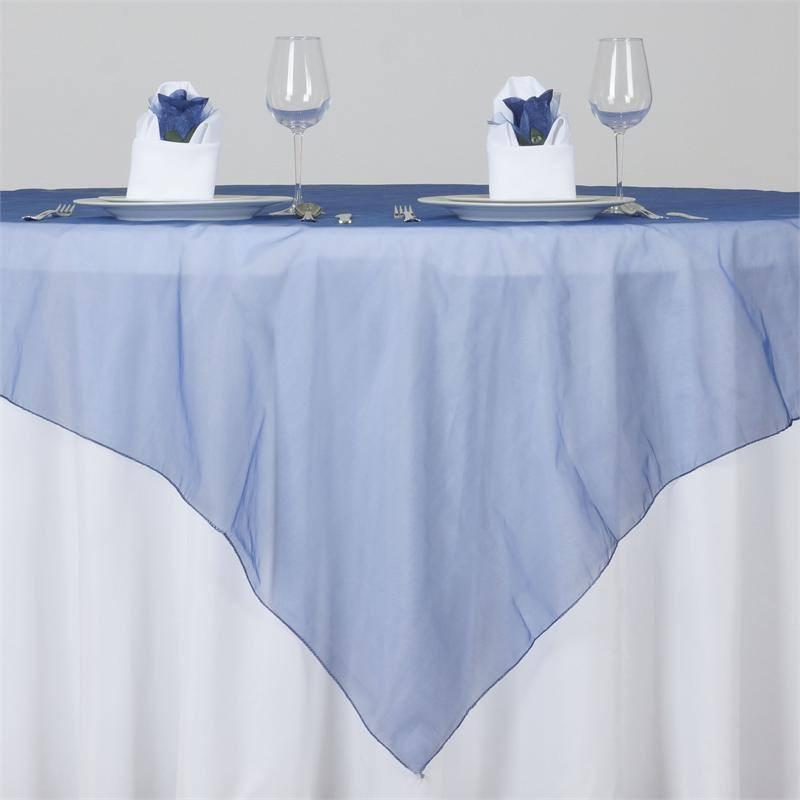 72" x 72" Navy Blue Square Organza Overlay#whtbkgd