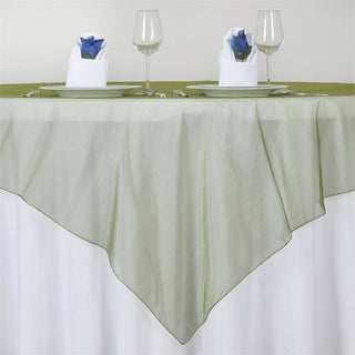 Add Elegance and Style with the Olive Green Organza Square Table Overlay