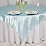 72" x 72" Light Blue Seamless Satin Square Tablecloth Overlay#whtbkgd