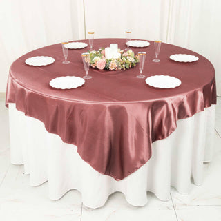 Elevate Your Event Decor with the Cinnamon Rose Seamless Satin Square Table Overlay