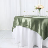 72inch x 72inch Eucalyptus Sage Green Seamless Satin Square Table Overlay