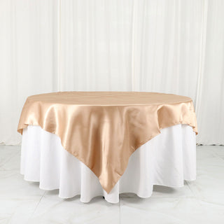 Elegant Nude Seamless Satin Square Table Overlay