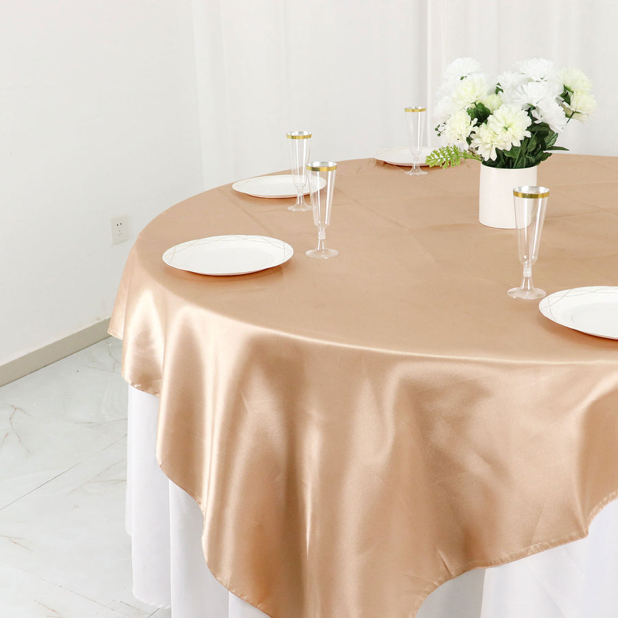 72x72inch Nude Seamless Satin Square Table Overlay