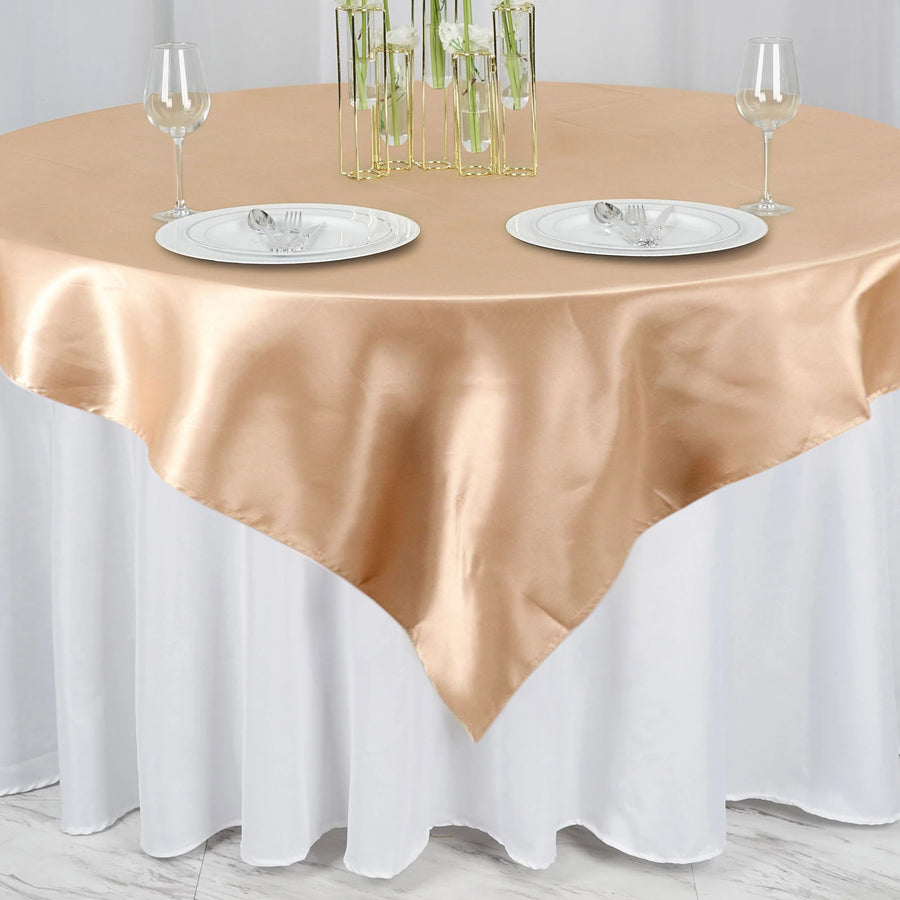 72x72inch Nude Seamless Satin Square Table Overlay#whtbkgd