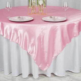 Elevate Your Table Decor with the Pink Seamless Satin Tablecloth