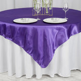 72" x 72" Purple Seamless Satin Square Tablecloth Overlay#whtbkgd