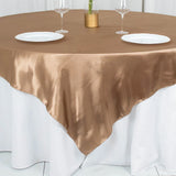 72inch x 72inch Taupe Smooth Satin Square Table Overlay#whtbkgd