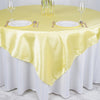 72 Inch x 72 Inch | Yellow Seamless Satin Square Tablecloth Overlay | TableclothsFactory#whtbkgd