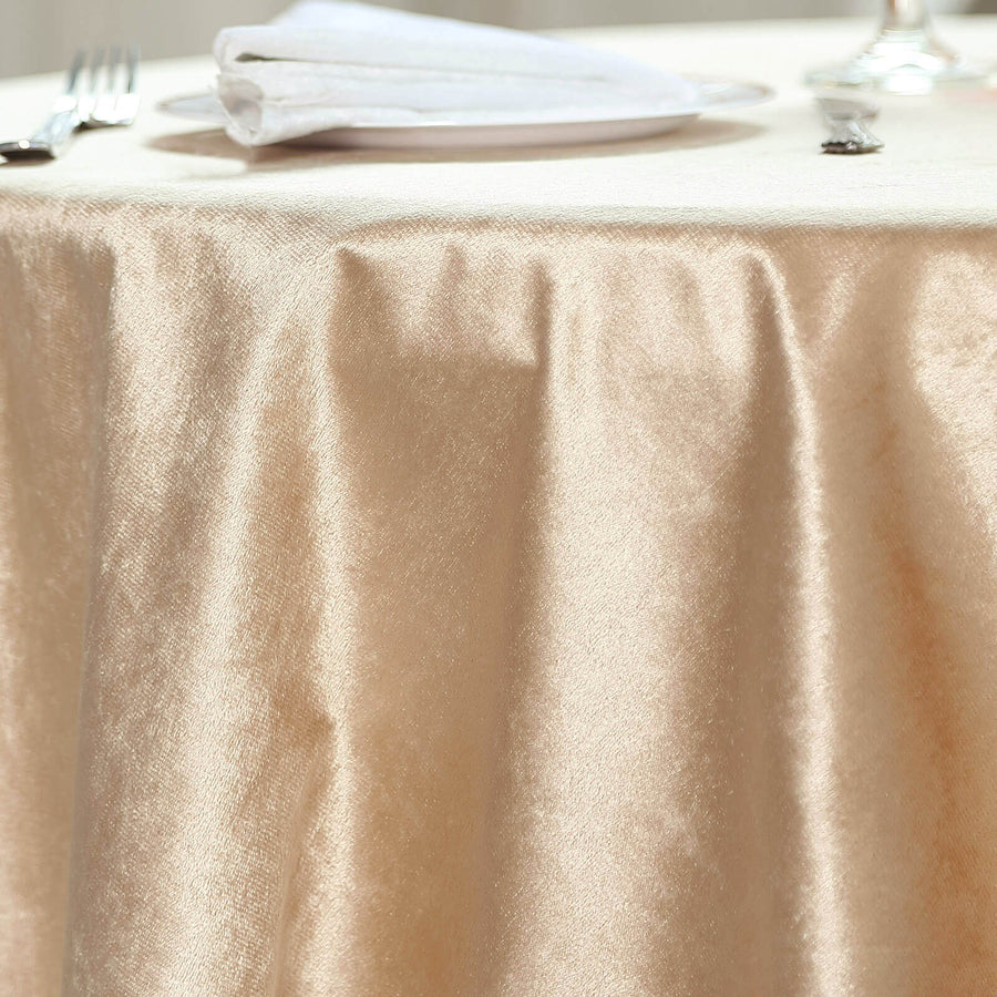 72x72Inch Champagne Premium Velvet Table Overlay, Square Tablecloth Topper
