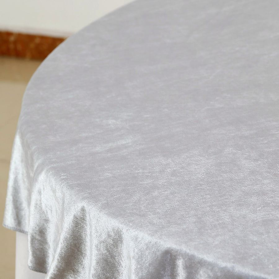 72x72Inch Silver Premium Velvet Table Overlay, Square Tablecloth Topper
