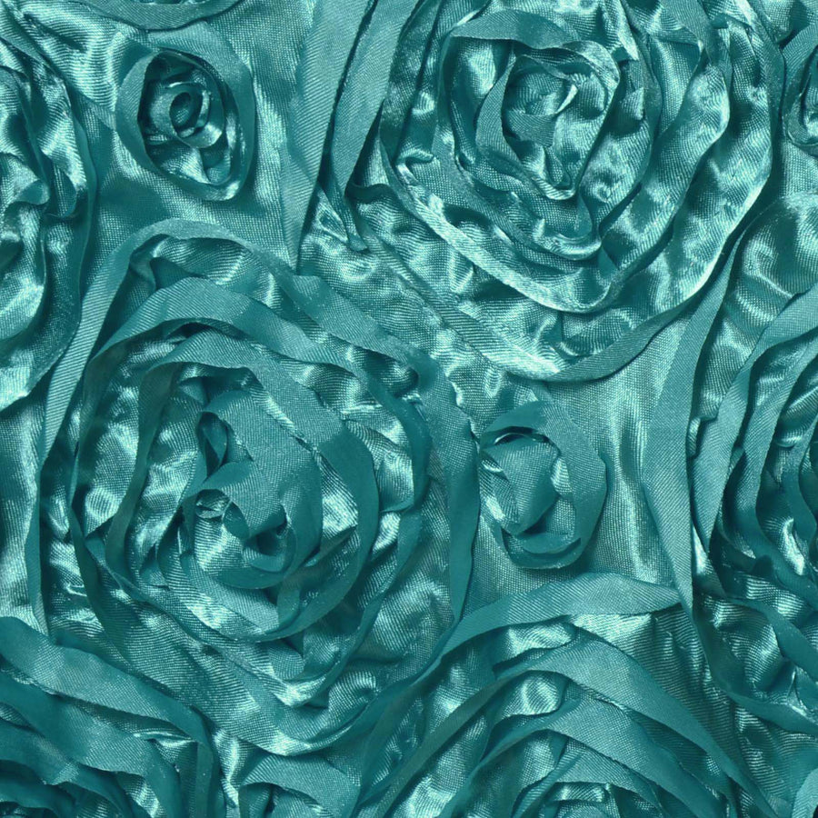 85inch x 85inch Turquoise 3D Rosette Satin Square Overlay#whtbkgd