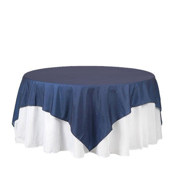 85"x85" Dark Blue faux Denim Polyester Square Table Overlay