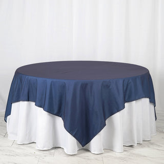 Dark Blue Faux Denim Polyester Square Table Overlay