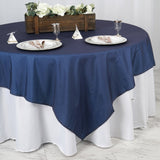 85" x 85" Dark Blue Faux Denim Polyester Table Overlays