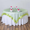85" x 85" Apple Green Satin Edge Embroidered Sheer Organza Square Table Overlay