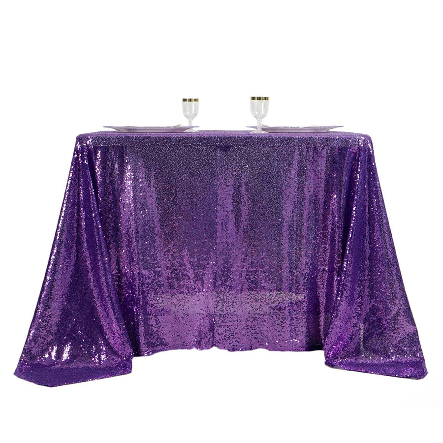 90" x 90" Purple Premium Sequin Square Overlay