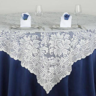 Enhance Your Event Decor with the Ivory Lace Table Overlay