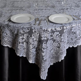 Enhance Your Table Decor with the White Lace Square Table Overlay