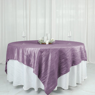 Add Elegance to Your Event with the Violet Amethyst Accordion Crinkle Taffeta Table Overlay