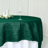 90x90inches Accordion Crinkle Taffeta Table Overlay - Hunter Emerald Green