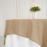 90 inches Natural Jute Faux Burlap Square Table Overlay Boho Chic Decor