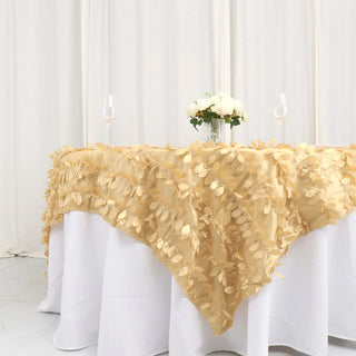 Champagne Leaf Petal Taffeta Table Overlay: The Perfect Wedding Decor