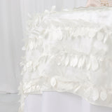 90inch x 90inch Ivory Leaf Petal Taffeta Table Overlay, Square Tablecloth Topper