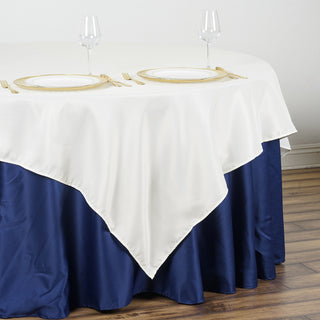 Elegant Ivory 90"x90" Seamless Square Polyester Table Overlay