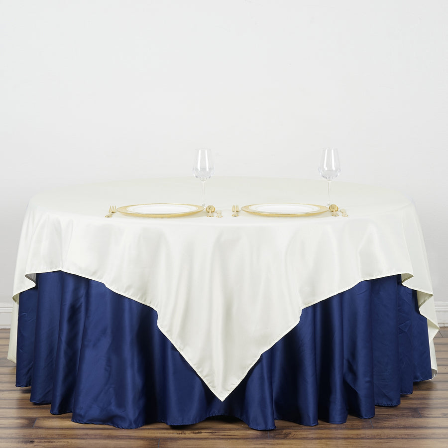 90inch Ivory Seamless Square Polyester Table Overlay