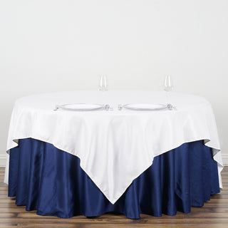 Create a Sophisticated Ambiance with the 90"x90" White Seamless Square Polyester Table Overlay