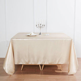 Beige Satin Square Table Overlay - The Perfect Addition to Your Event Decor