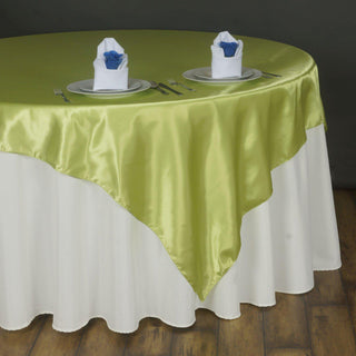 Apple Green Seamless Satin Square Table Overlay