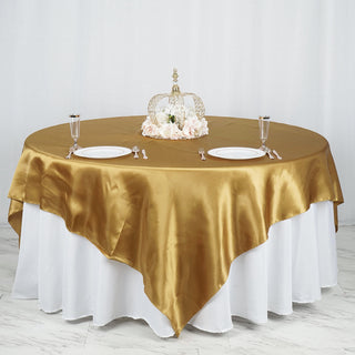 Add a Touch of Elegance with the Gold Satin Table Overlay