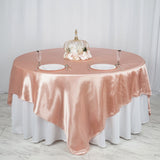 90" x 90" Dusty Rose Seamless Satin Square Tablecloth Overlay