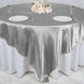 90" x 90" Silver Seamless Satin Square Tablecloth Overlay