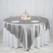 90" x 90" Silver Seamless Satin Square Tablecloth Overlay