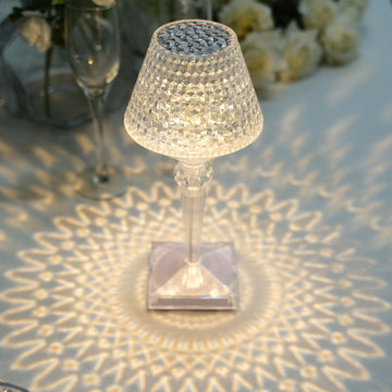 10" LED Acrylic Crystal Cup Shape Touch Control Lampshade Table Lamp, Color Changing Cordless Rechargeable Accent Lamp