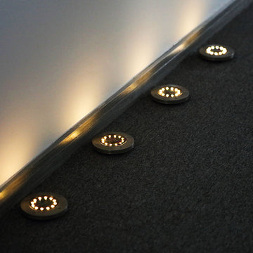 4 Pack | 12 LED Warm White Waterproof Solar Disk Pathway Garden Lights