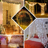 5ftx8ft Warm White 192 LED Icicle Curtain Fairy String Lights with 8 Modes