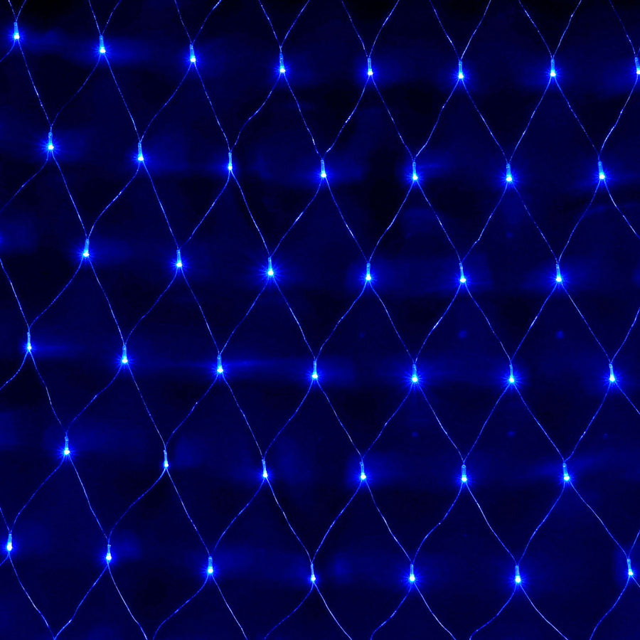20ftx10ft Bright Blue 600 LED Fish Net Lights, Fairy String Lights With 8 Modes#whtbkgd
