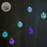 6ft Silver Disco Mirror Ball Battery Operated 15 LED String Light Garland, Multicolor#whtbkgd