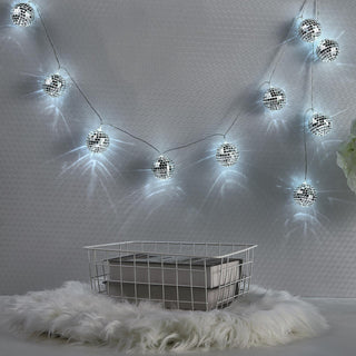Add a Festive Touch with the 6ft Silver Disco Mirror Ball Battery Operated 10 LED String Light Garland