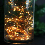8ft Warm White 200 LED Battery Operated Fairy String Waterfall Lights, 10 Waterproof Copper Strands