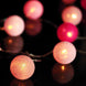 13FT Cotton Ball String Lights Battery Operated With 20 Warm White LED - Blush | Fuchsia | Pink#whtbkgd