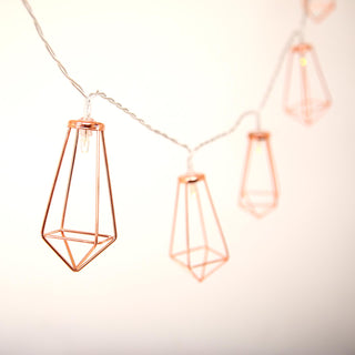 5ft Rose Gold Geometric Prism Battery Operated 20 LED String Lights