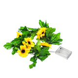 8ft Warm White 20 LED Artificial Sunflower Garland Vine Lights, Battery Operated String#whtbkgd