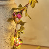 9ft Warm White 20 LED Artificial Rose Flower Garland Vine Lights, Battery Operated String Lights