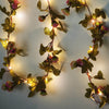 9ft Warm White 20 LED Artificial Rose Flower Garland Vine Lights, Battery Operated String Lights