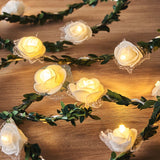 9ft Warm White 20 LED Artificial Rose Lace Flower Garland Vine Lights, Battery Operated