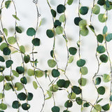 32ft 100 LED Green Silk Eucalyptus Leaf Garland Vine String Lights, Warm White Battery Operated